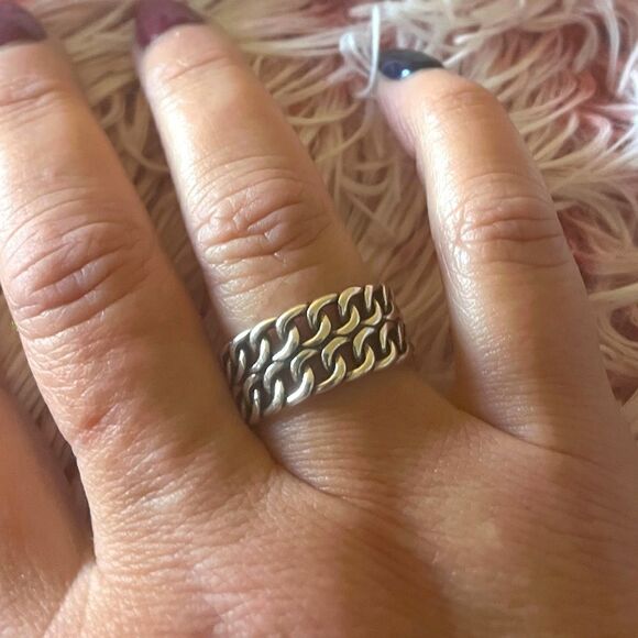 The Double Link Punk Ring in antiqued 925 silver. - Picture 2 of 10